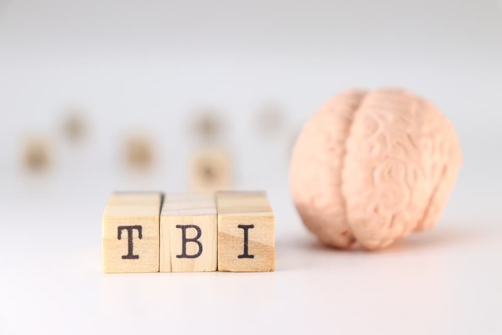 TBI acronym - Traumatic Brain Injury on white background